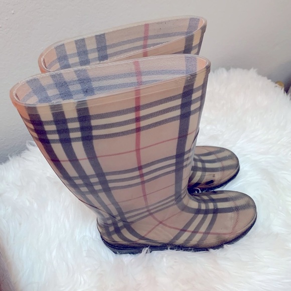 *Vintage* Womens Authentic Burberry Rubber Rain Boots in Classic Plaid Check 38 - Picture 6 of 14